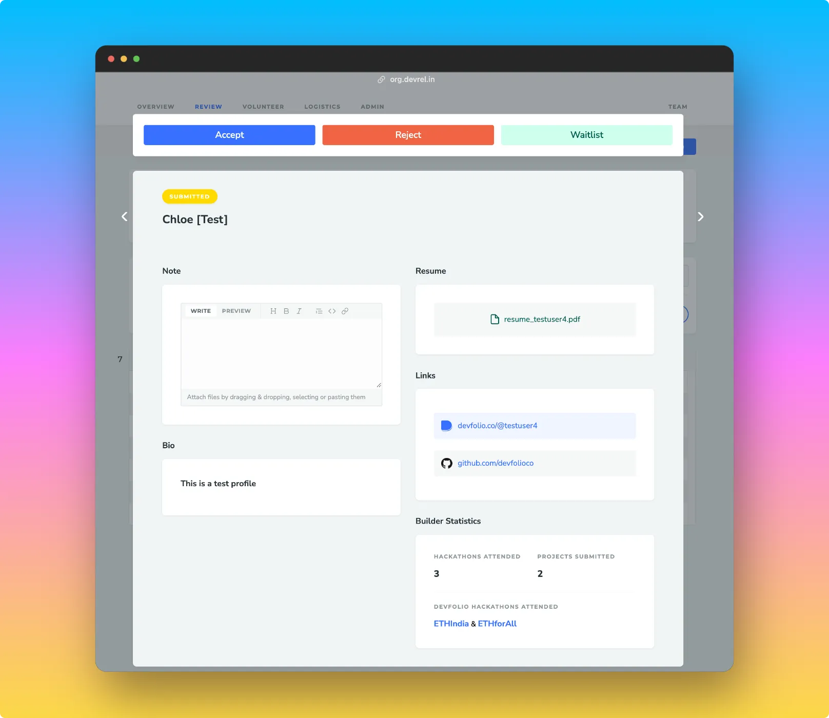 Application view